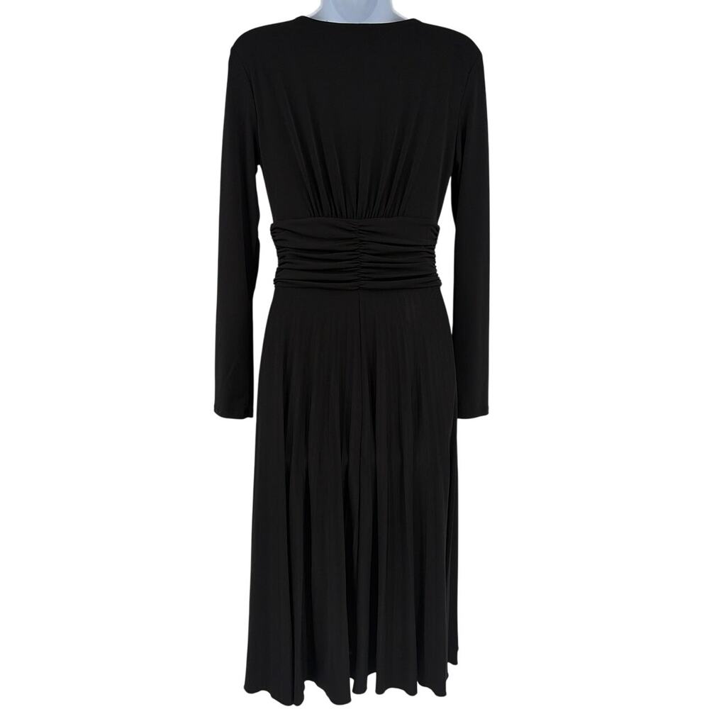 Max and Cleo Fit Flare Dress Sz M Mob Wife Glam Cocktail Plunge Neck Sexy Black - Picture 6 of 10